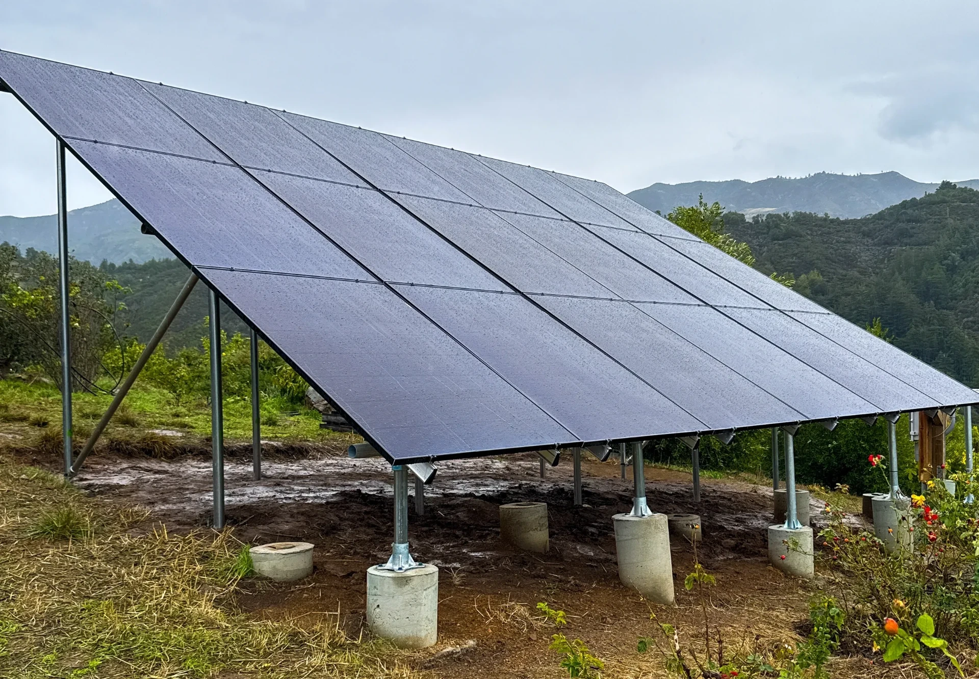Off-grid ground-mount array — coastal install
